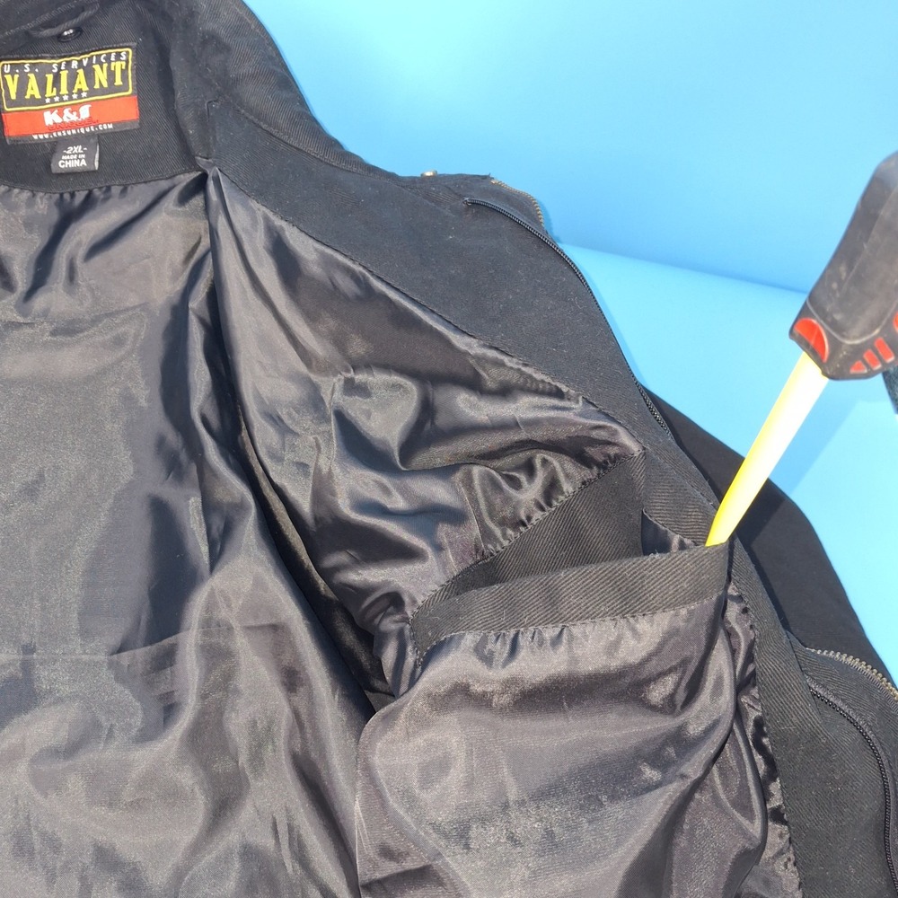 U.S. Services Valiant K&S MARINES Men's Blk Denim Bomber Jacket 2XL w/ liner - Picture 9 of 16